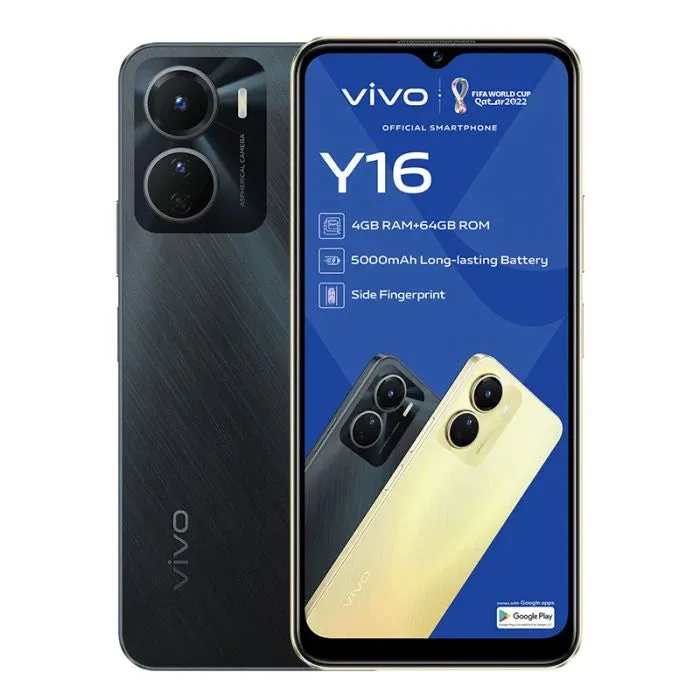 Vivo Y16 Dual Sim 64GB - Stellar Black or Drizzling_Gold