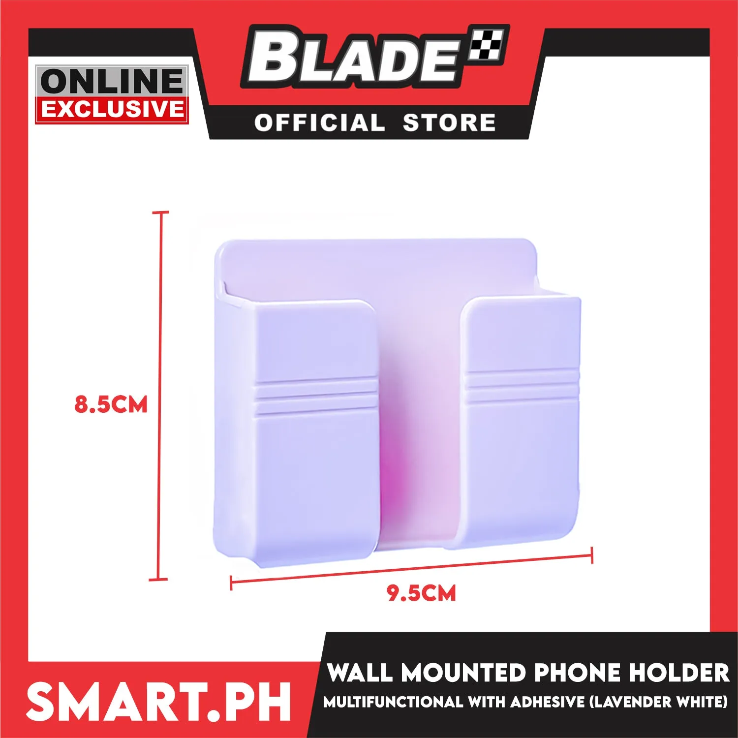 Wall Mounted Phone Holder Organizer with Adhesive (Lavender White) Multifunctional Holder, Remote Control, Mobile Phone, Charging Storage Holder