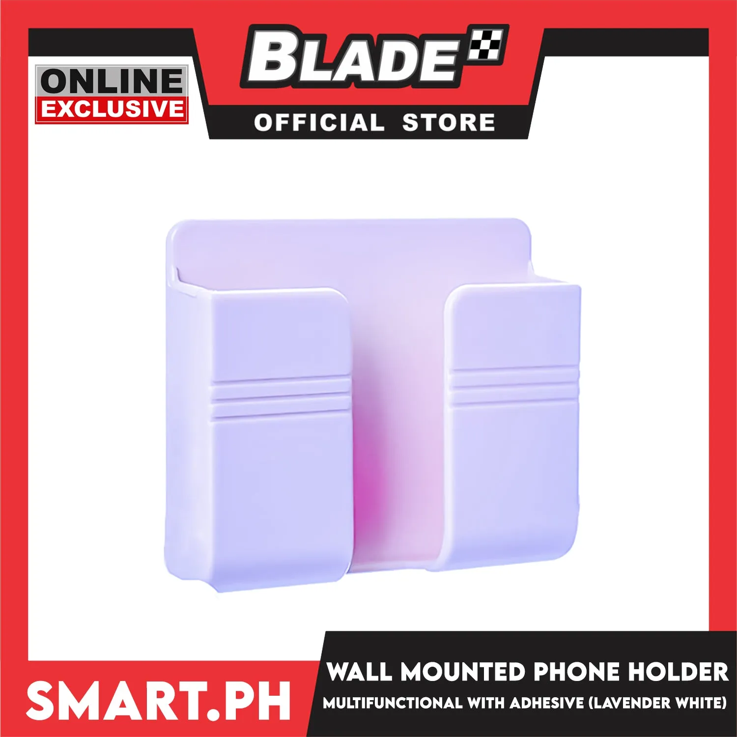Wall Mounted Phone Holder Organizer with Adhesive (Lavender White) Multifunctional Holder, Remote Control, Mobile Phone, Charging Storage Holder