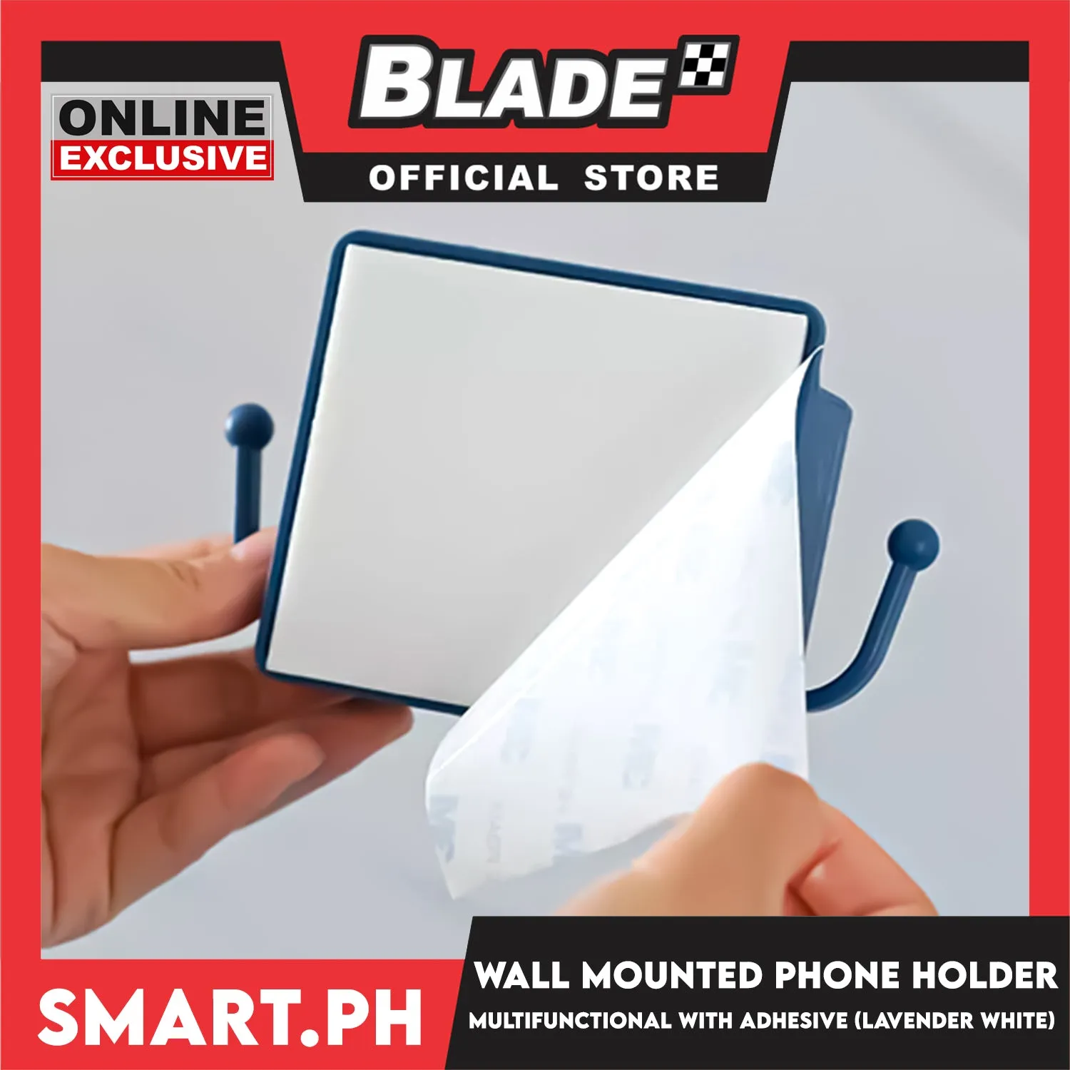 Wall Mounted Phone Holder Organizer with Adhesive (Lavender White) Multifunctional Holder, Remote Control, Mobile Phone, Charging Storage Holder