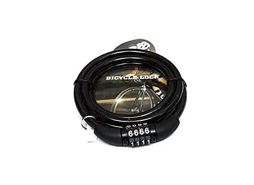 Wavva Cycle Locks Anti-Theft Steel Strong Bike Lock Bicycle Helmet Lock with Password (Black)
