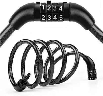 Wavva Cycle Locks Anti-Theft Steel Strong Bike Lock Bicycle Helmet Lock with Password (Black)