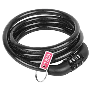 Wavva Cycle Locks Anti-Theft Steel Strong Bike Lock Bicycle Helmet Lock with Password (Black)