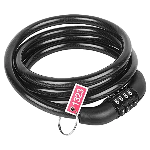 Wavva Cycle Locks Anti-Theft Steel Strong Bike Lock Bicycle Helmet Lock with Password (Black)