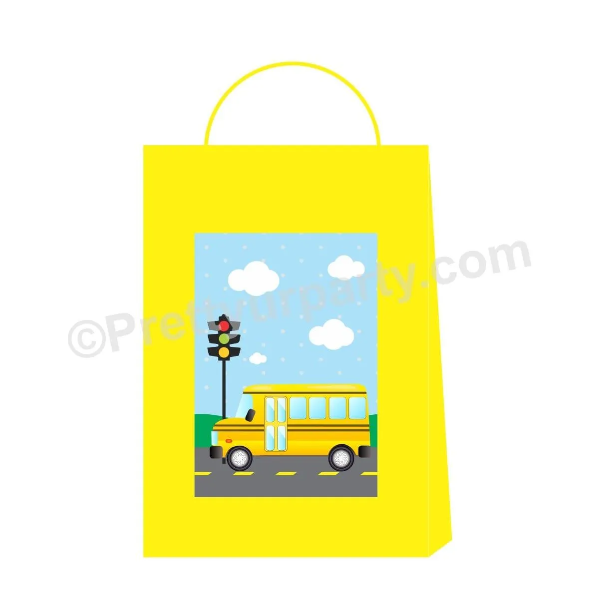 Wheels on the Bus Theme Gift Bags - Pack of 10
