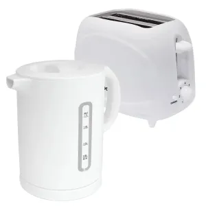 White 1.7L Cordless Electric Kettle & 2 Slice Toaster Set