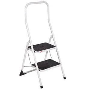White 2 step with big handrail stool