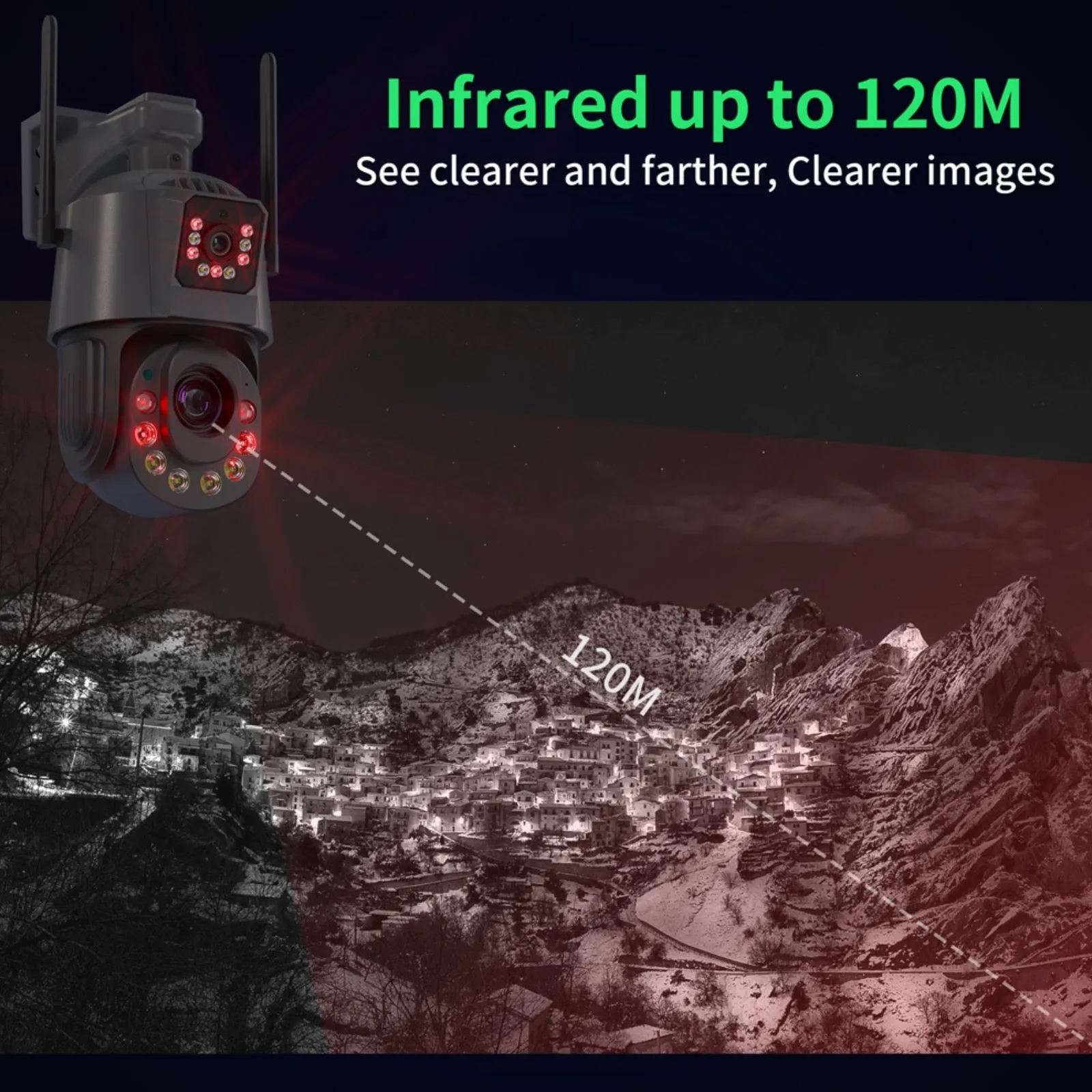 Wi-Fi 6MP Dual Lens Camera 36x Zoom Waterproof Dome Outdoor Tracking Smart Home Security PTZ IP CCTV