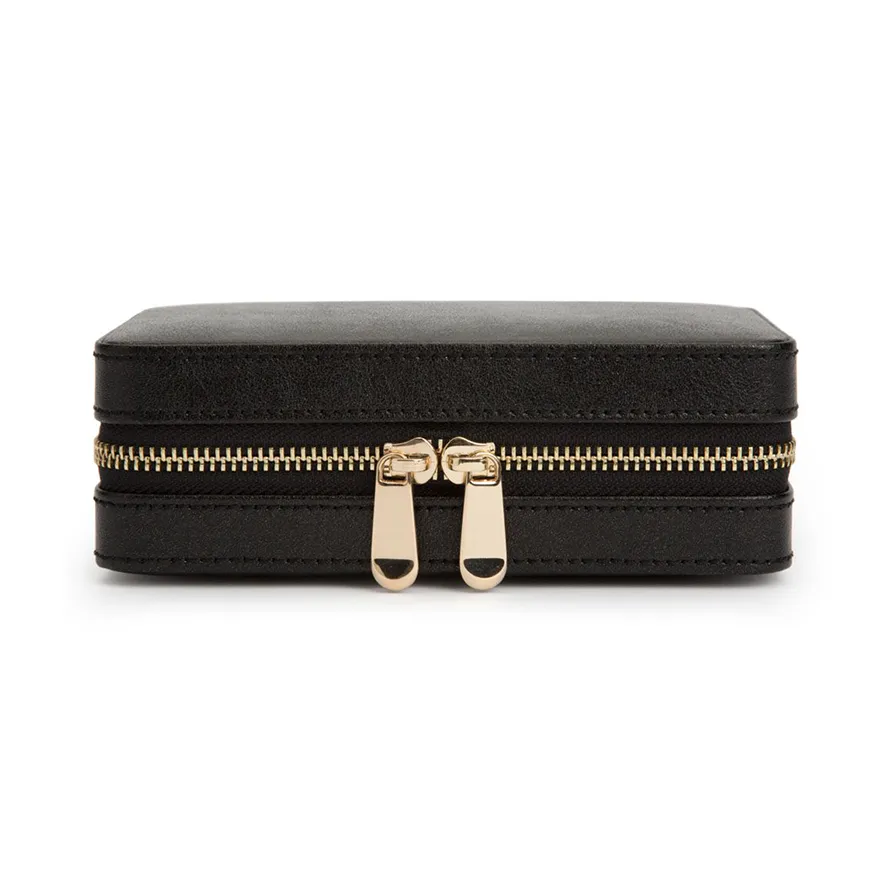WOLF Leather Jewelry Zip Case in Black Anthracite