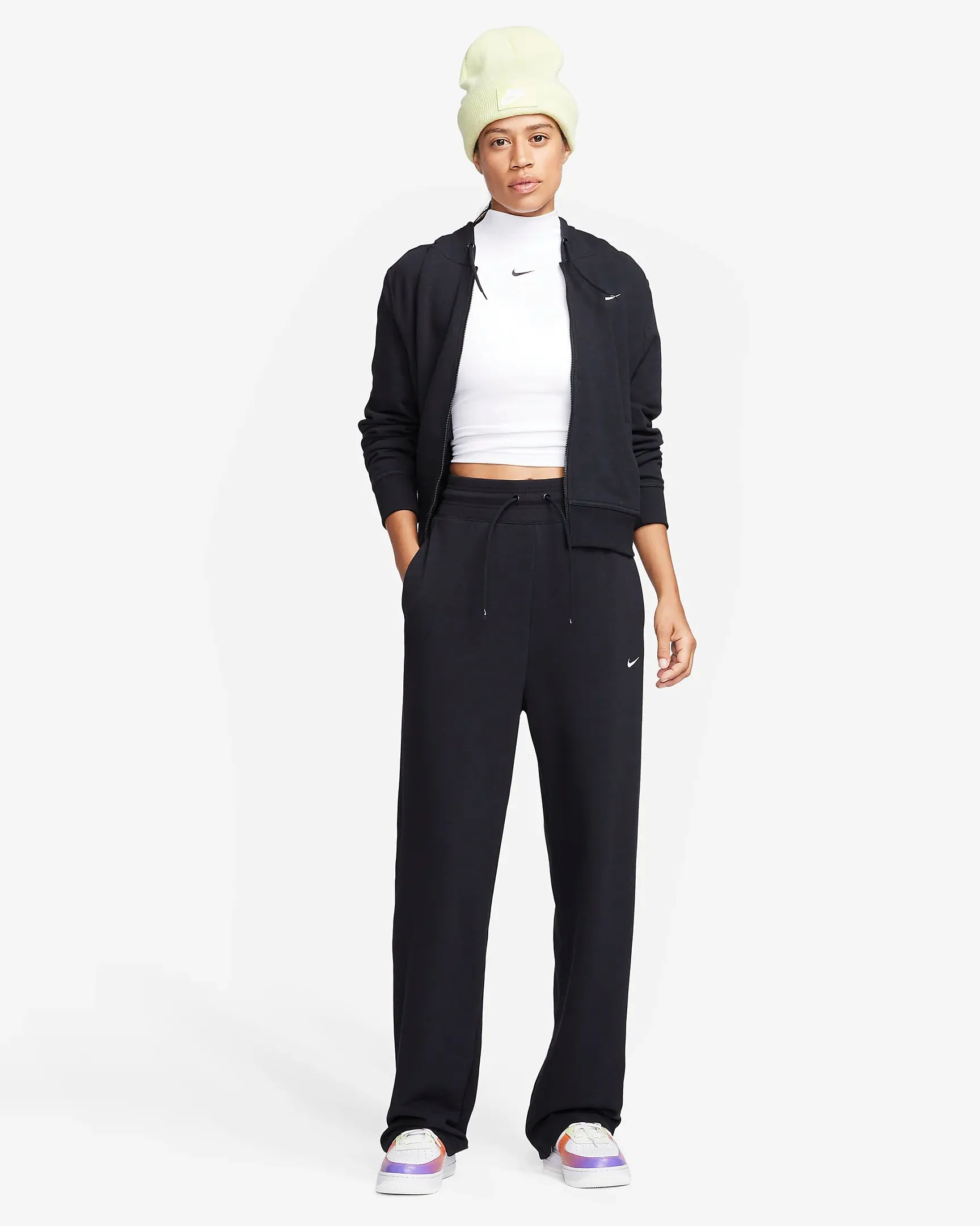 Women's Dri-FIT One High-Waisted Full-Length Open-Hem French Terry Sweatpants
