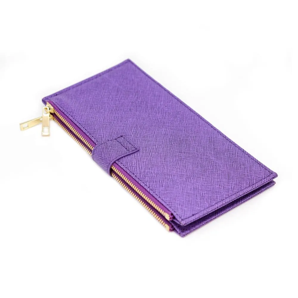 Womens Wallet RFID Blocking Bifold Multi Card Case Wallet with Zipper Pocket Crosshatch - Light Blue