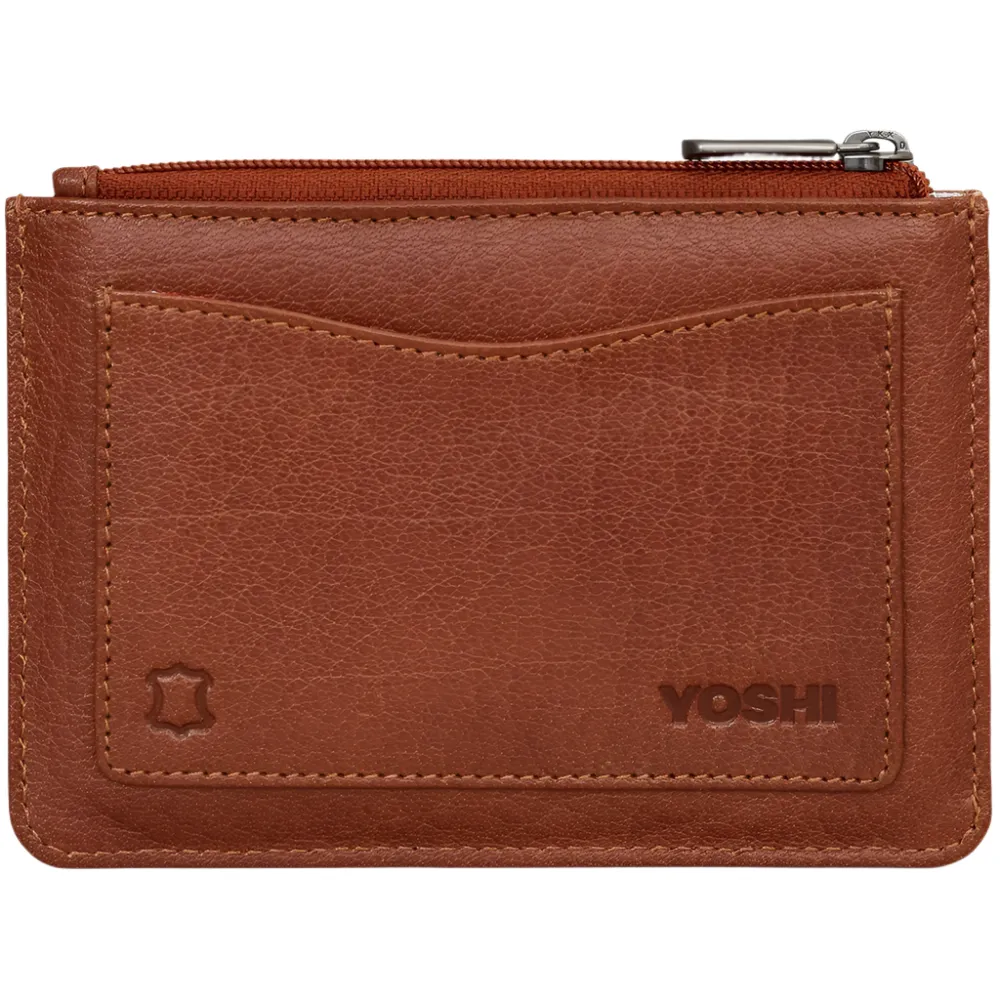 Yoshi Highland Cow Zip Top Tweed Leather Purse