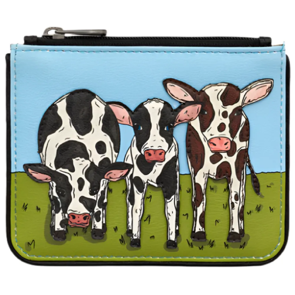 Yoshi Moo Family Black Leather Zip Top Purse